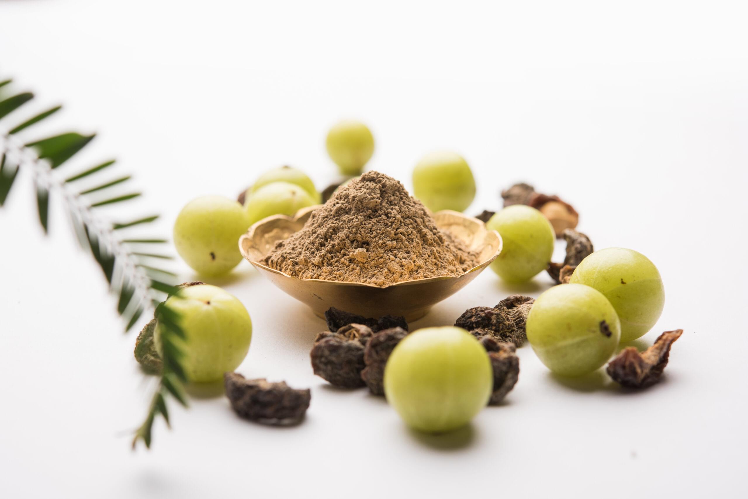 Amla powder with bowl of serving