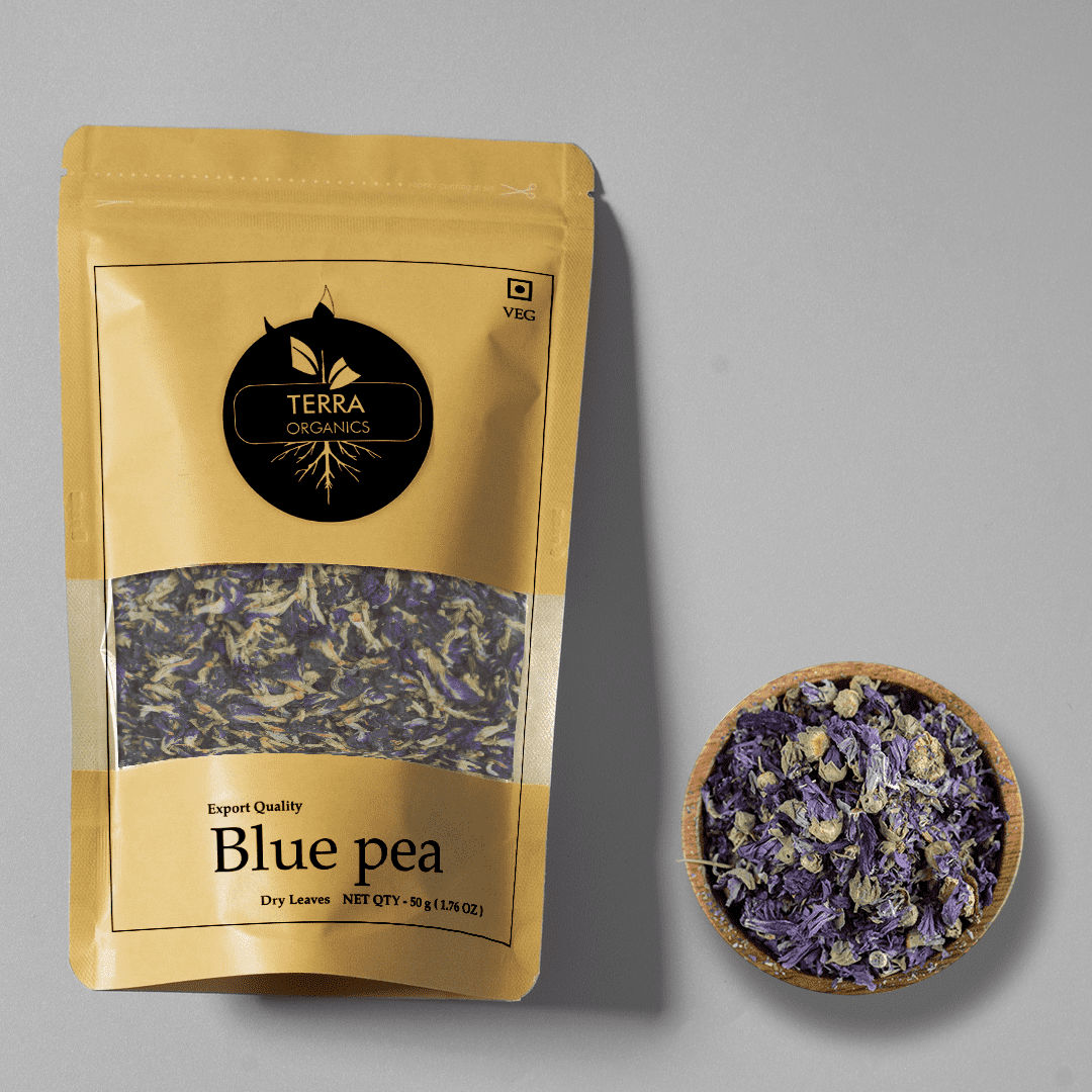 Terra Organics Blue Pea Herbal Tea – Pure Butterfly Pea Flowers 50 gm